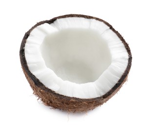 Photo of Half of ripe coconut isolated on white