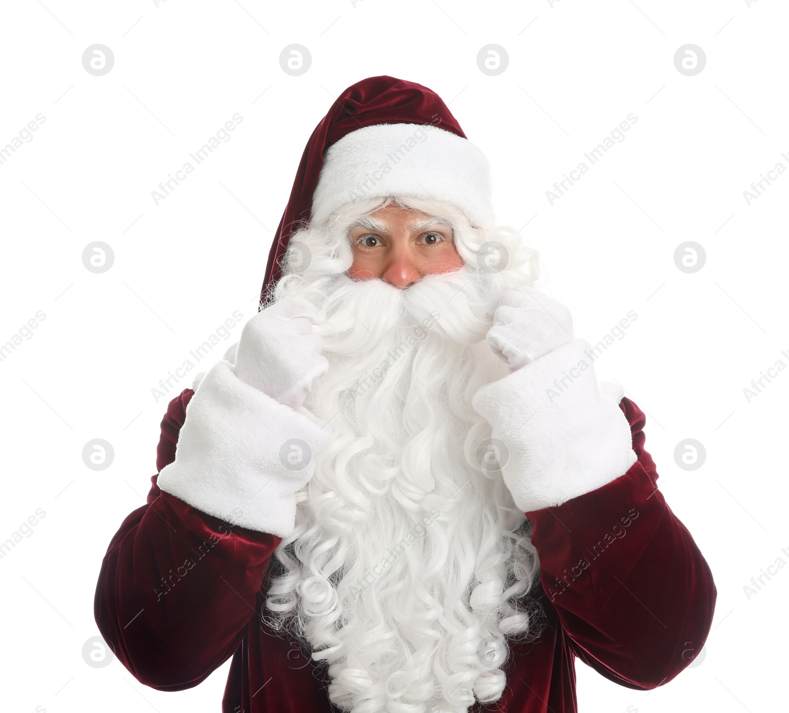 Photo of Portrait of Santa Claus on white background