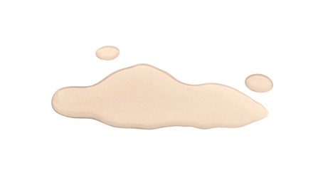 Photo of Puddle of aromatic liquid on white background