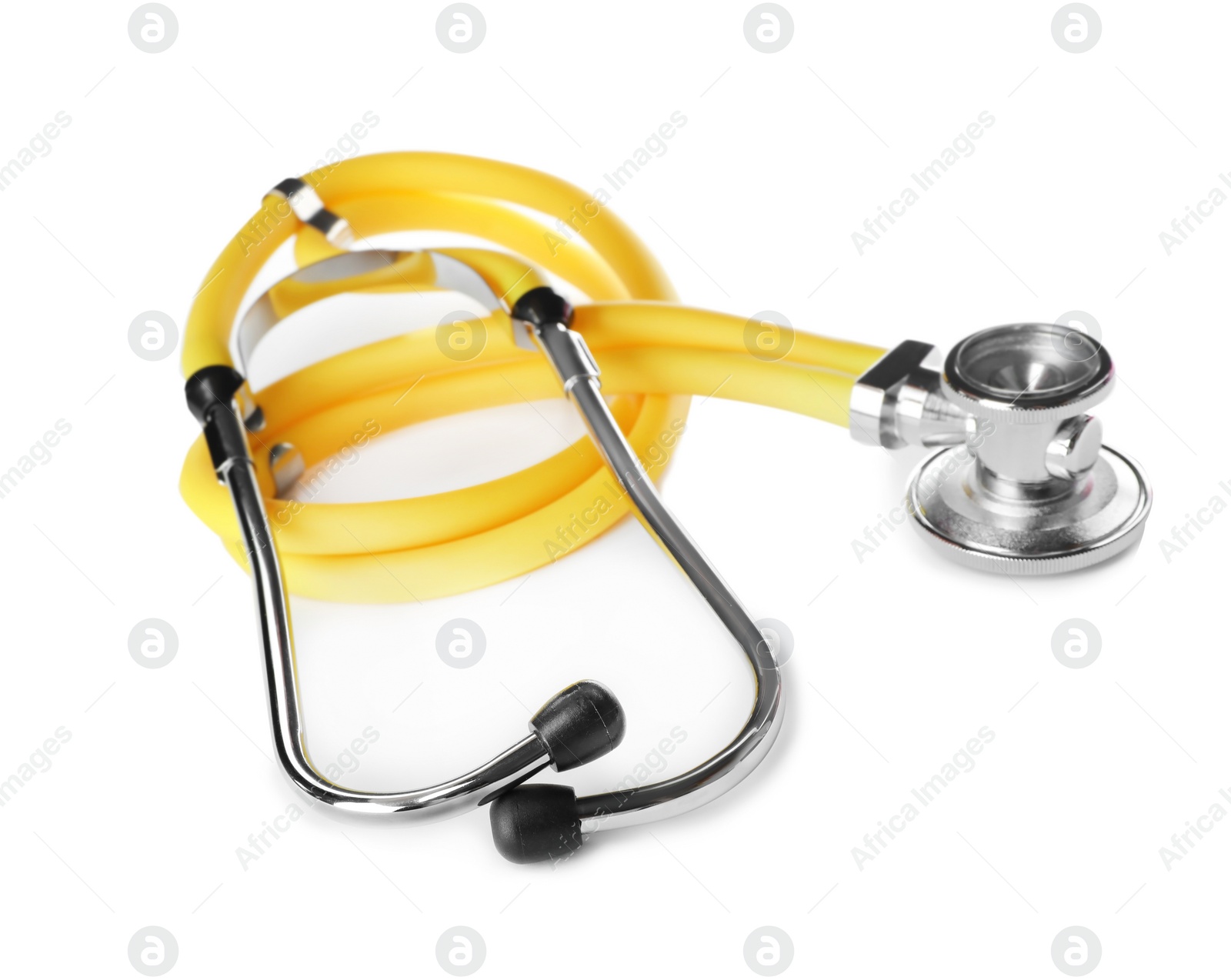 Photo of Stethoscope on white background. Medical object