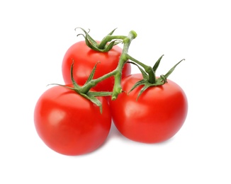 Photo of Fresh ripe red tomatoes on white background