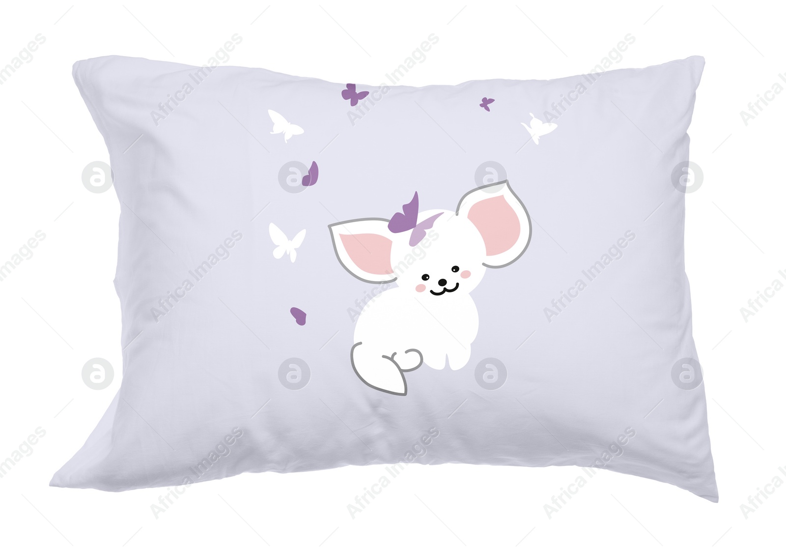 Image of Soft pillow with cute print isolated on white