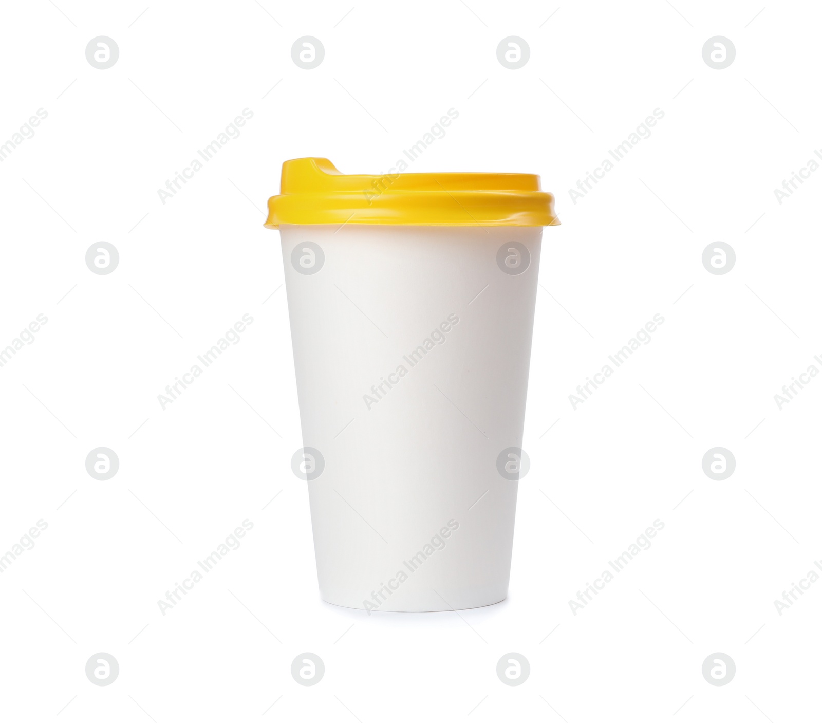 Photo of Takeaway paper coffee cup isolated on white