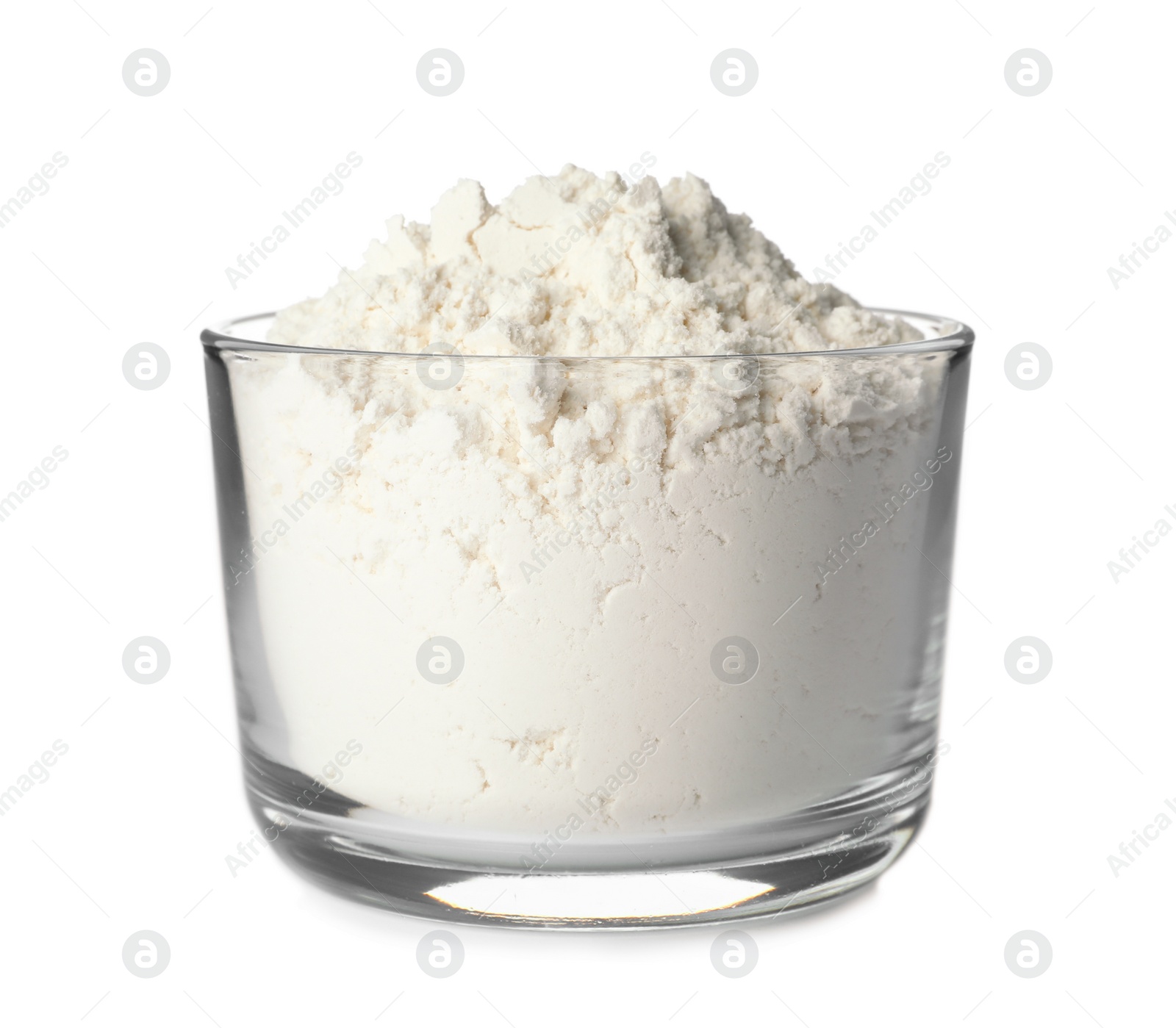 Photo of Bowl of flour isolated on white