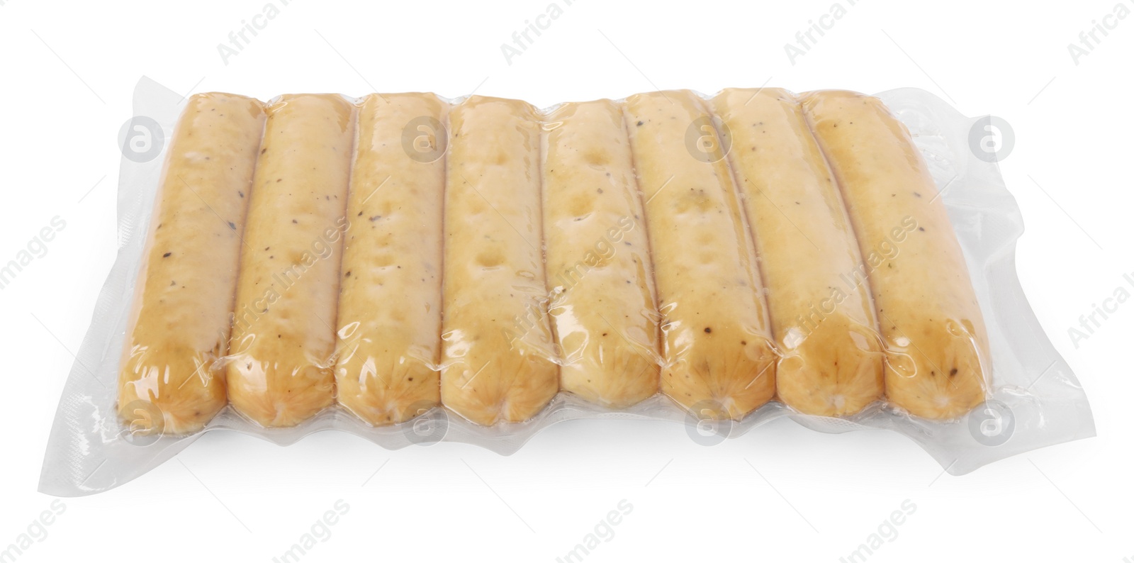 Photo of Vegan sausages with turmeric isolated on white