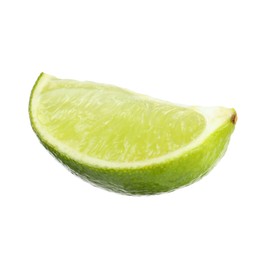 Slice of fresh green ripe lime isolated on white