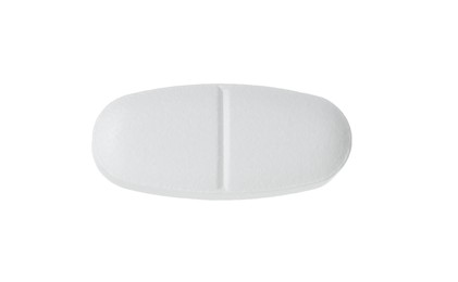 Photo of One vitamin pill isolated on white. Health supplement