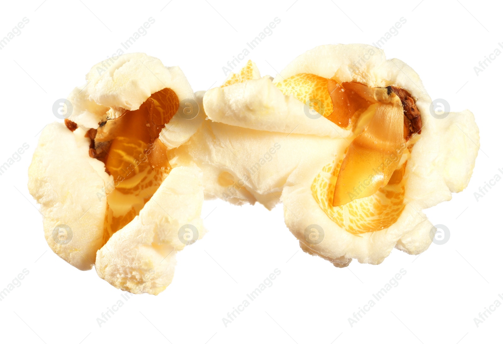 Photo of Kernel of tasty fresh popcorn isolated on white