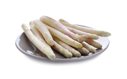 Photo of Fresh raw asparagus spears isolated on white