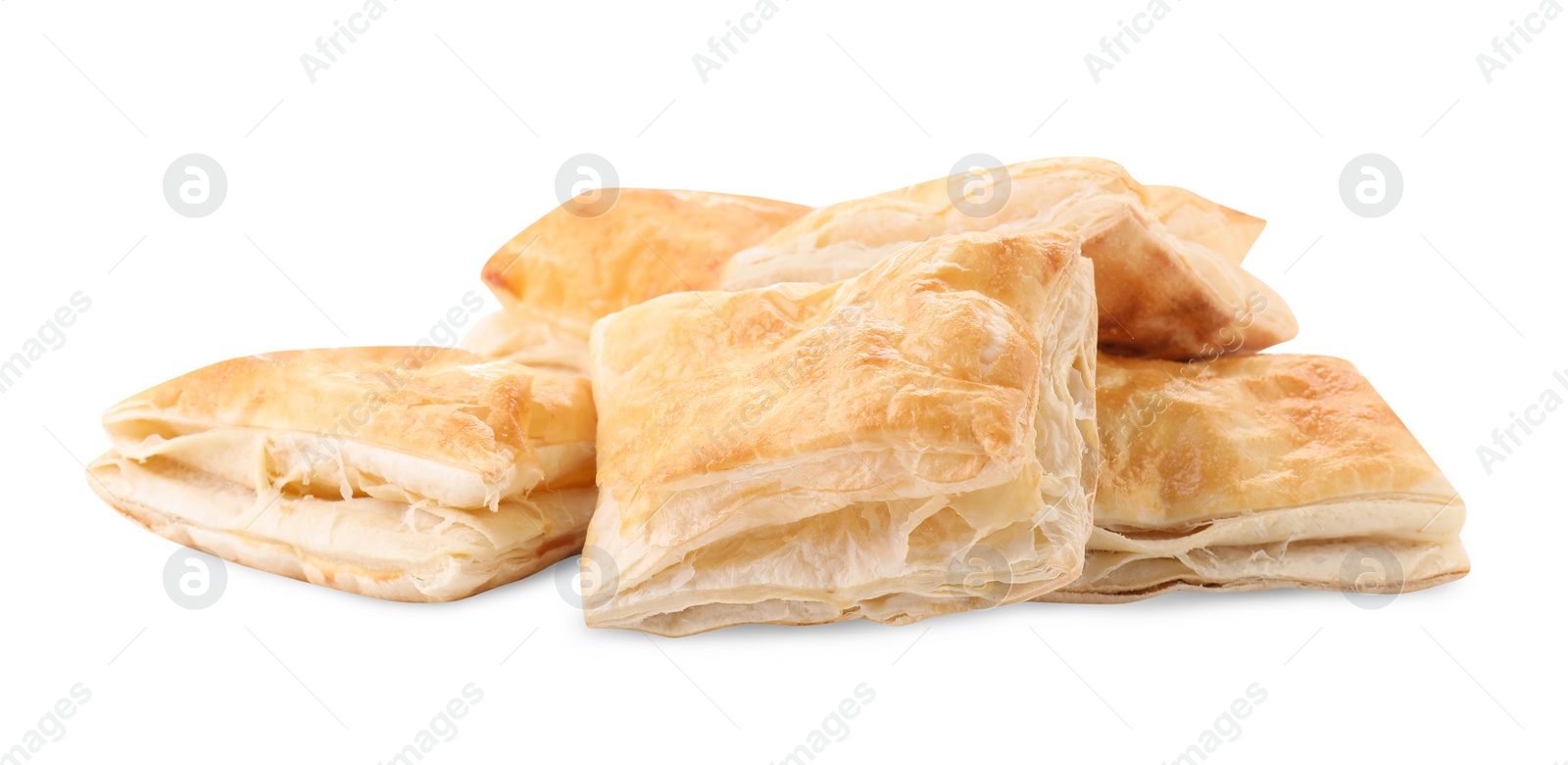 Photo of Delicious fresh puff pastries isolated on white