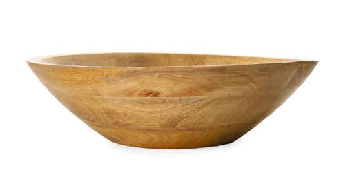 Photo of Empty clean wooden bowl isolated on white