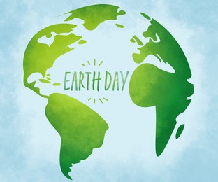 Illustration of Happy Earth day.  planet on light blue background