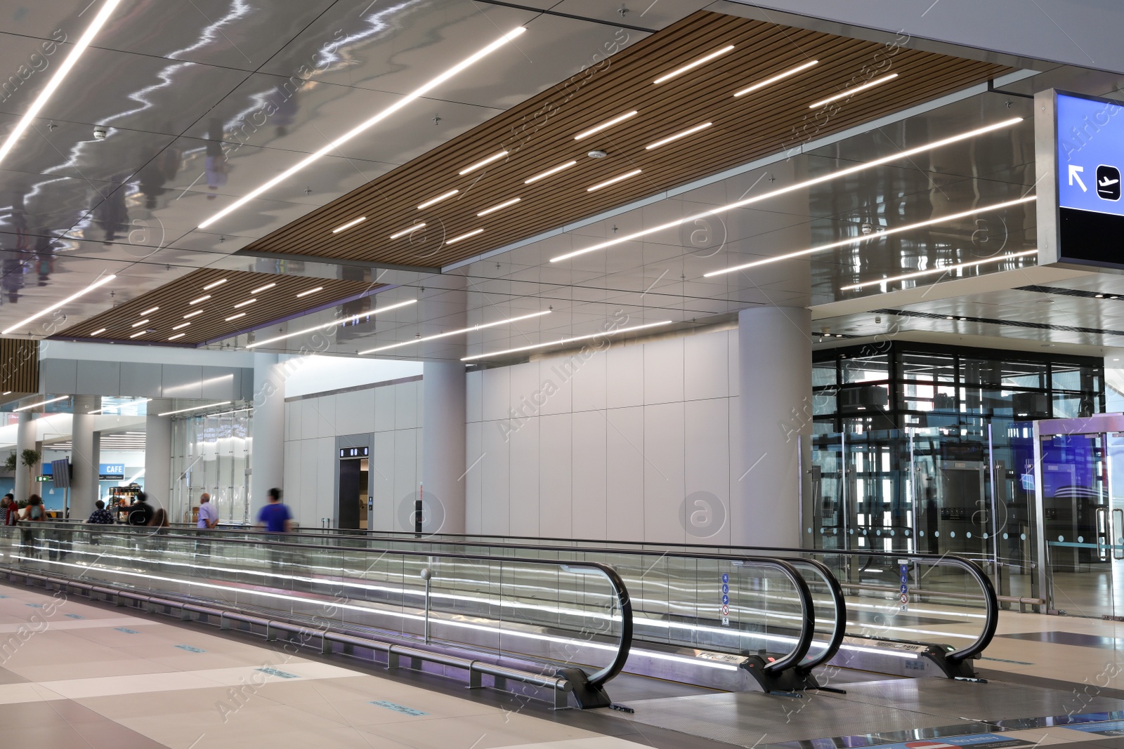 Photo of ISTANBUL, TURKEY - AUGUST 13, 2019: Interior of new airport terminal with moving walkway