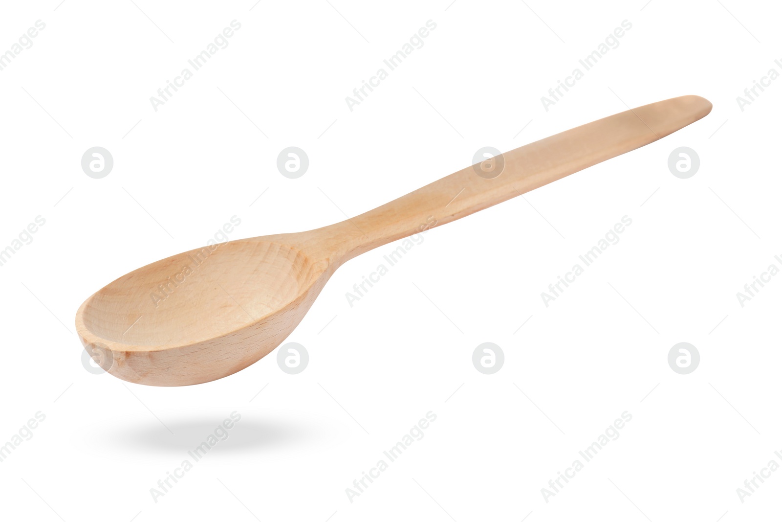 Image of Wooden spoon in air isolated on white