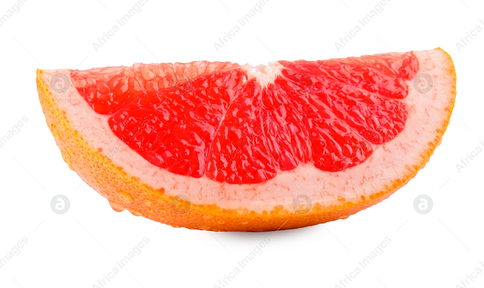 Photo of Cut ripe grapefruit isolated on white. Citrus fruit