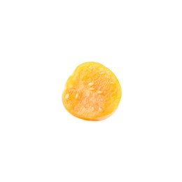 Photo of Half of ripe orange physalis fruit isolated on white