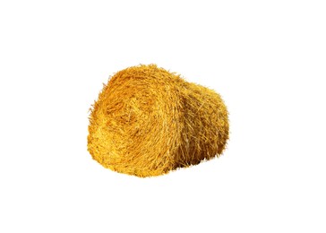 Image of Big dried straw bale isolated on white