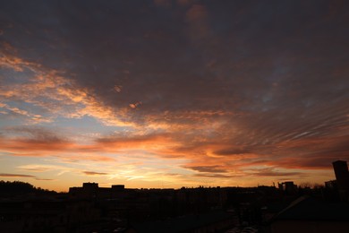 Picturesque view of beautiful sunset over city