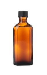 Photo of Bottle of syrup isolated on white. Cough and cold medicine