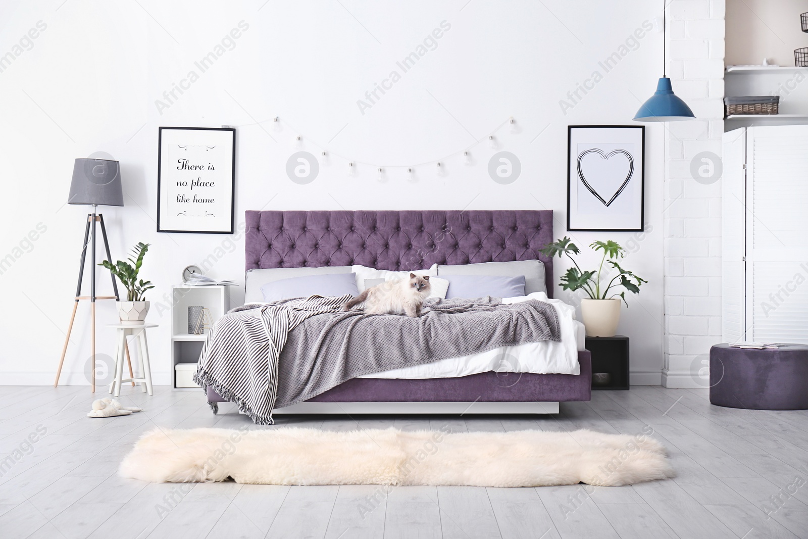 Photo of Bedroom interior with comfortable soft bed