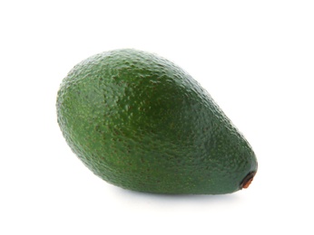 Photo of Ripe avocado on white background. Tropical fruit