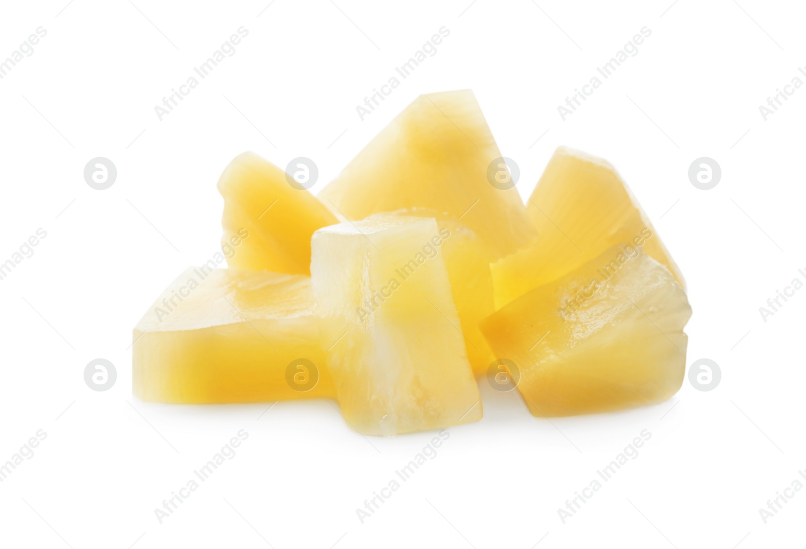 Photo of Pieces of canned pineapple isolated on white