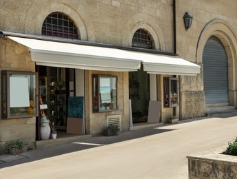 Beautiful view of city street with stores