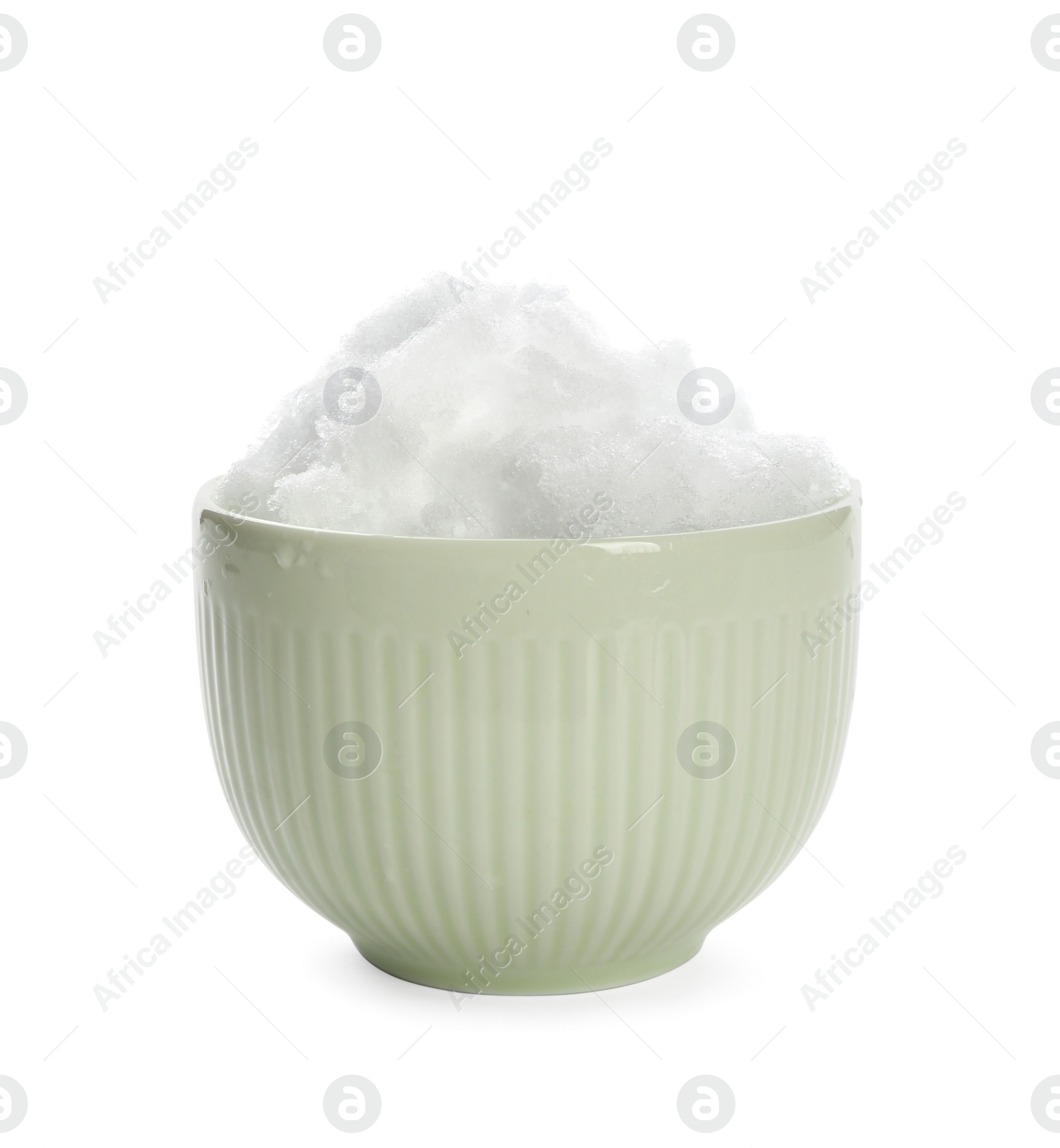 Photo of Snow ice cream in bowl on white background