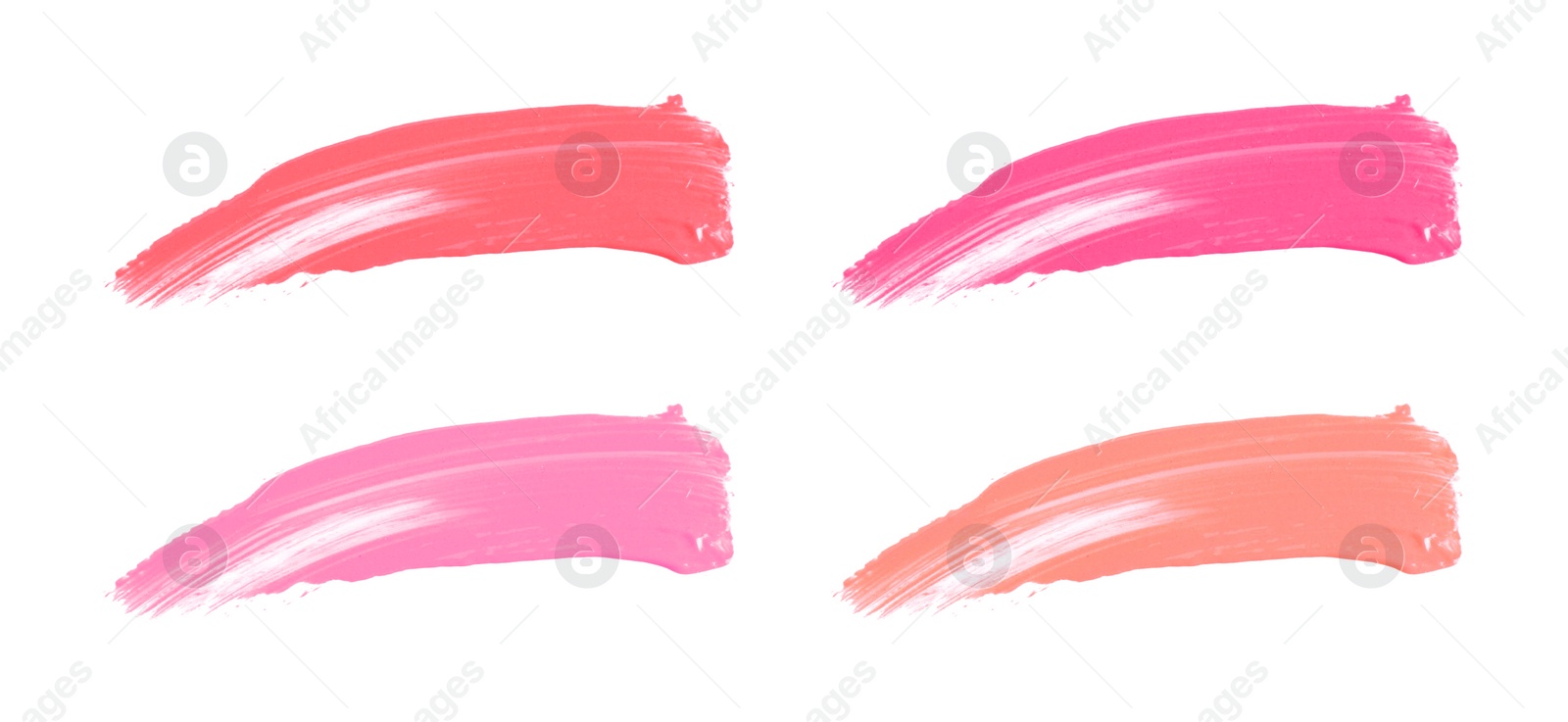 Image of Lip gloss in different colors. Set of smears