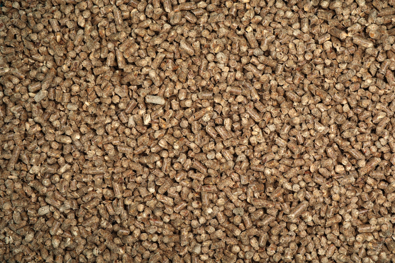 Photo of Wood pellet cat litter as background, closeup