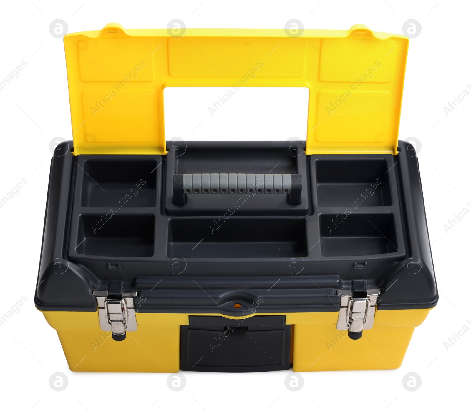Photo of Plastic box for tools isolated on white