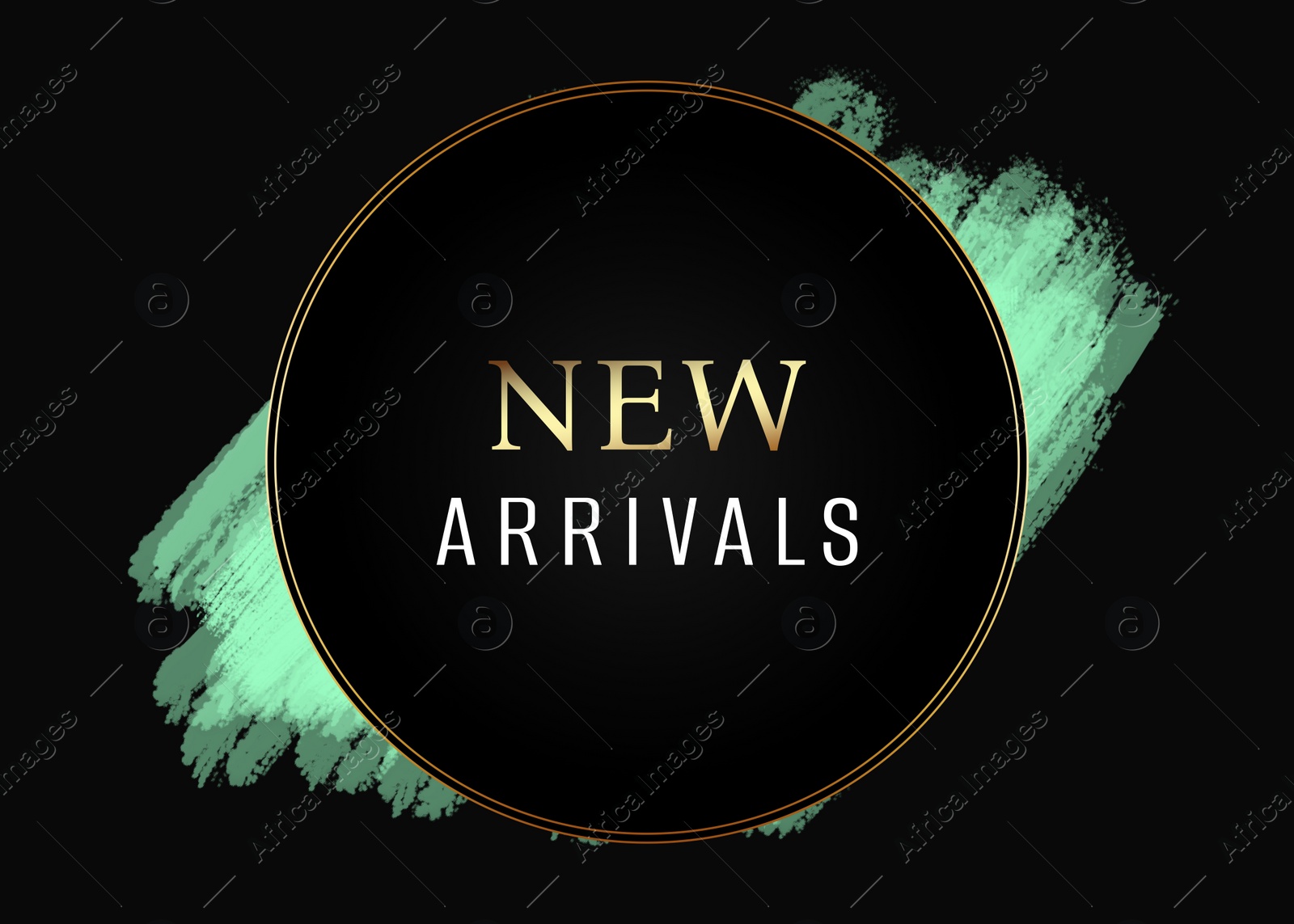 Image of New arrivals flyer design with text on black background