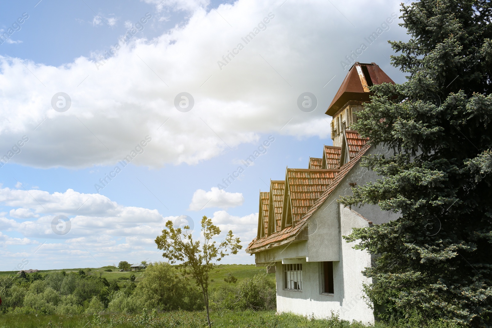 Photo of Beautiful old house in village on sunny day, space for text