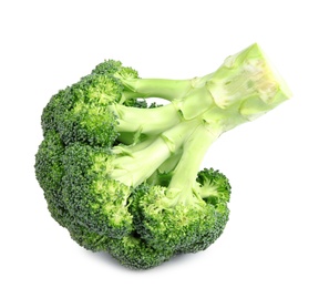 Photo of Fresh green broccoli on white background. Organic food