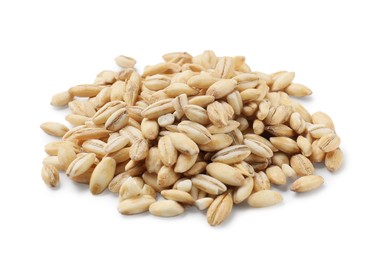 Pile of raw pearl barley isolated on white