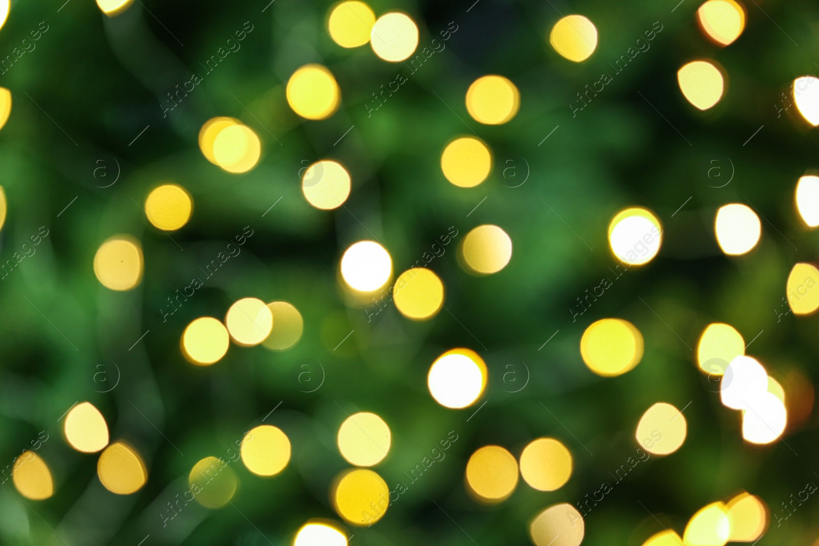 Photo of Abstract background with blurred yellow Christmas lights, bokeh effect