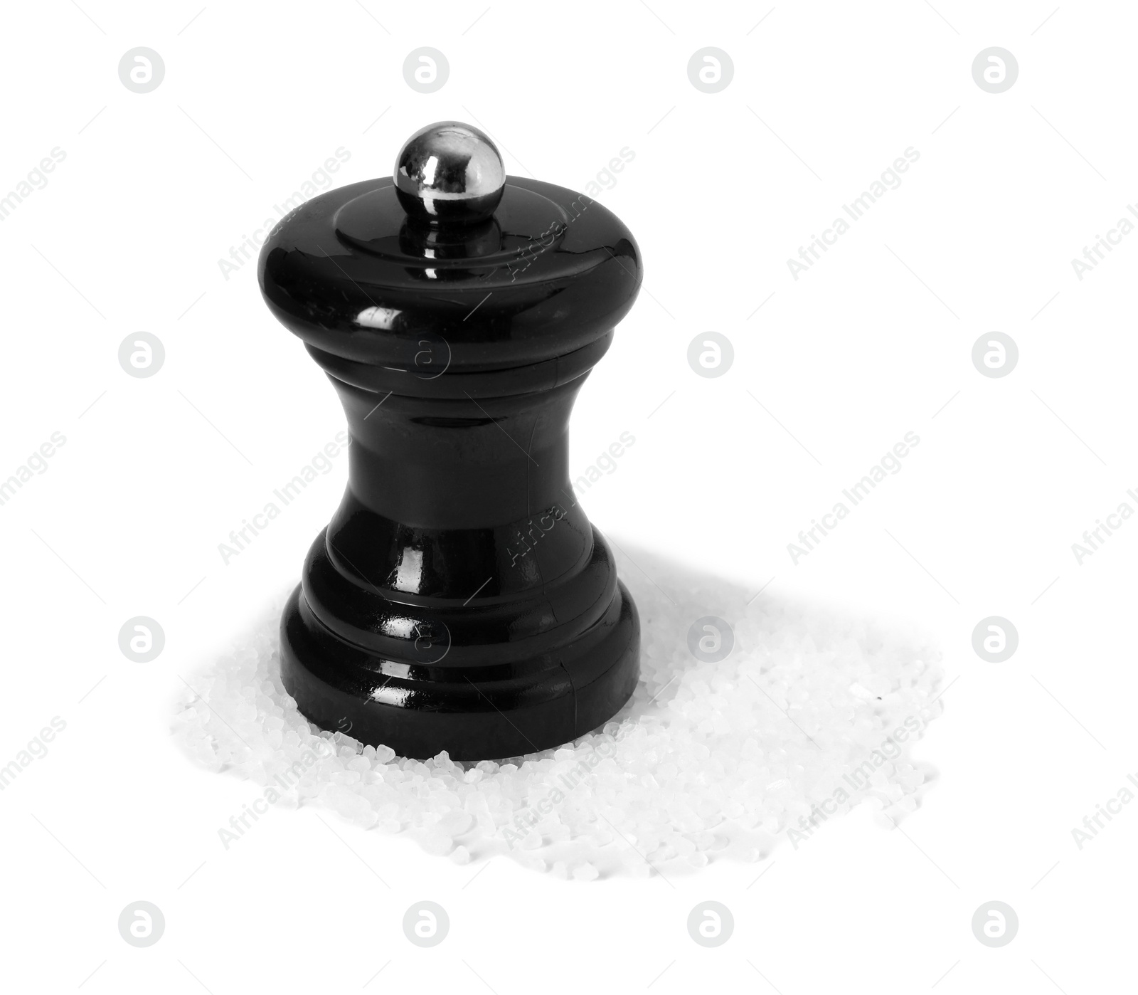 Photo of One shaker with salt isolated on white