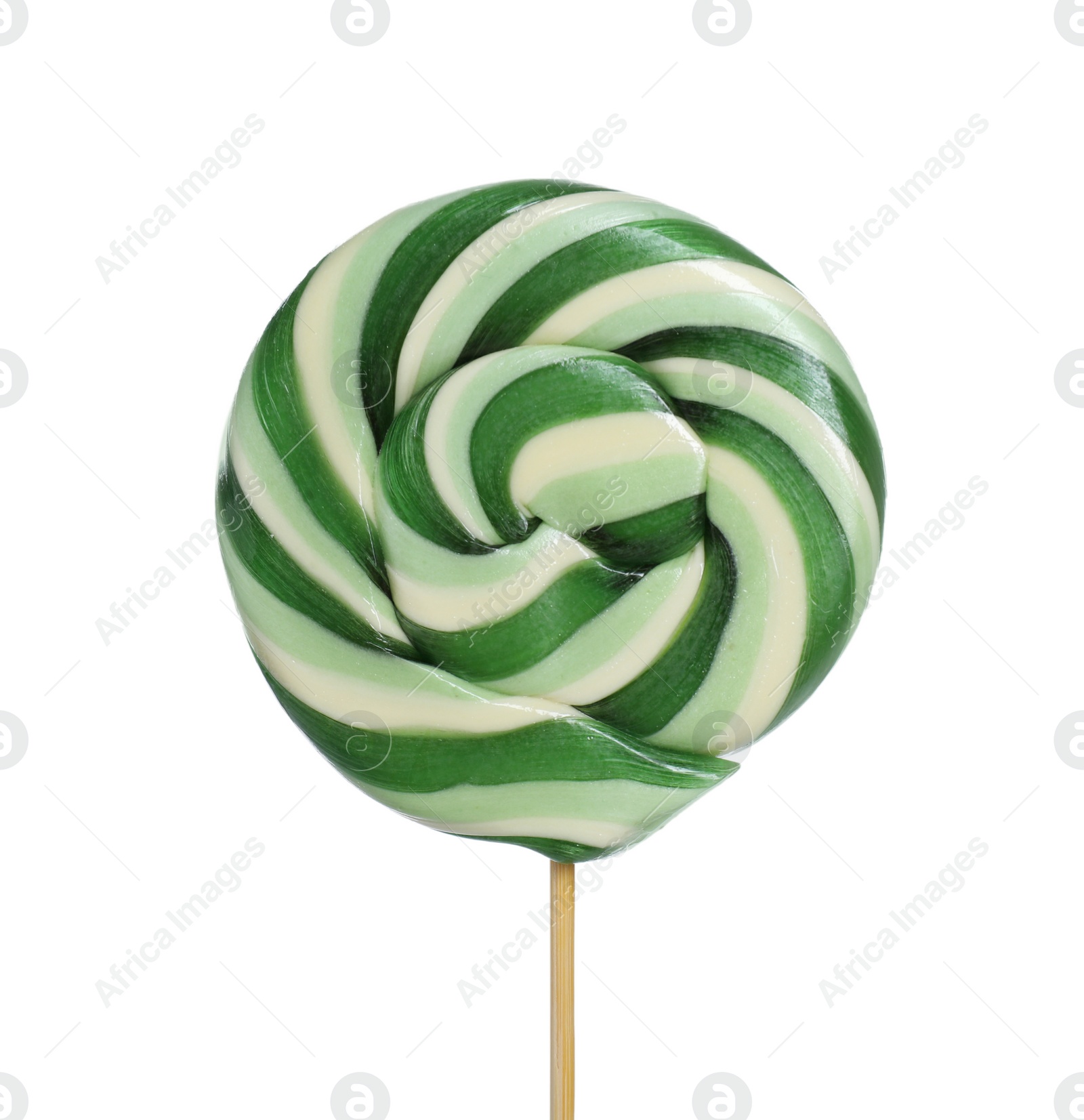 Photo of Stick with colorful lollipop swirl isolated on white