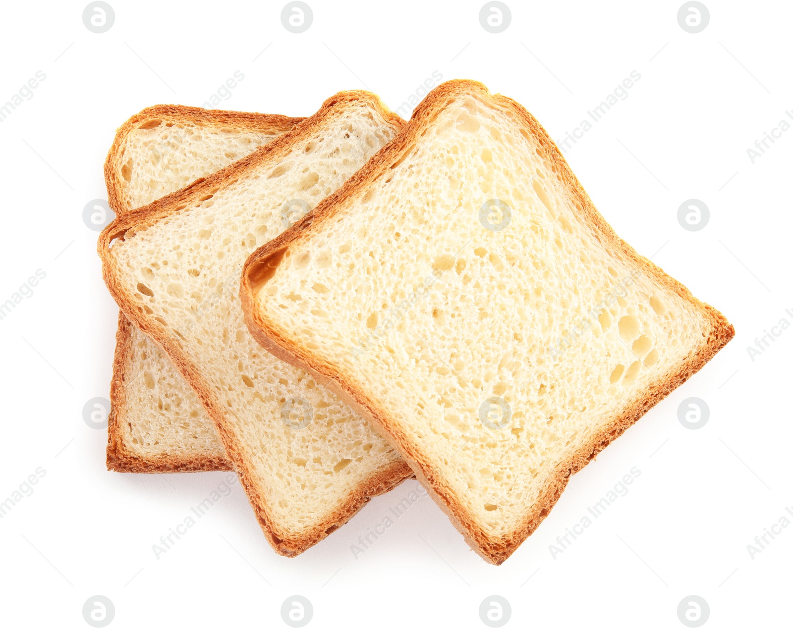 Photo of Fresh wheat bread on white background, top view