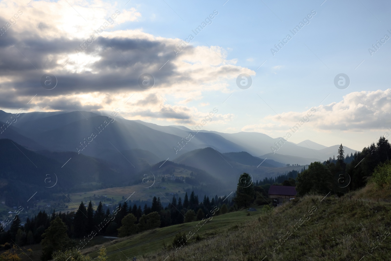 Photo of Beautiful view of landscape with mountain hills