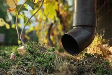 One drainpipe on street. Gutter protection system