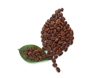 Photo of Composition with coffee beans on white background, top view