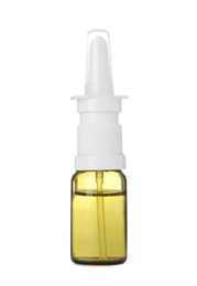 Photo of Bottle of nasal spray isolated on white