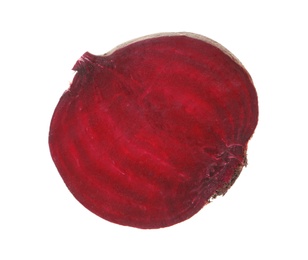 Slice of ripe beet on white background