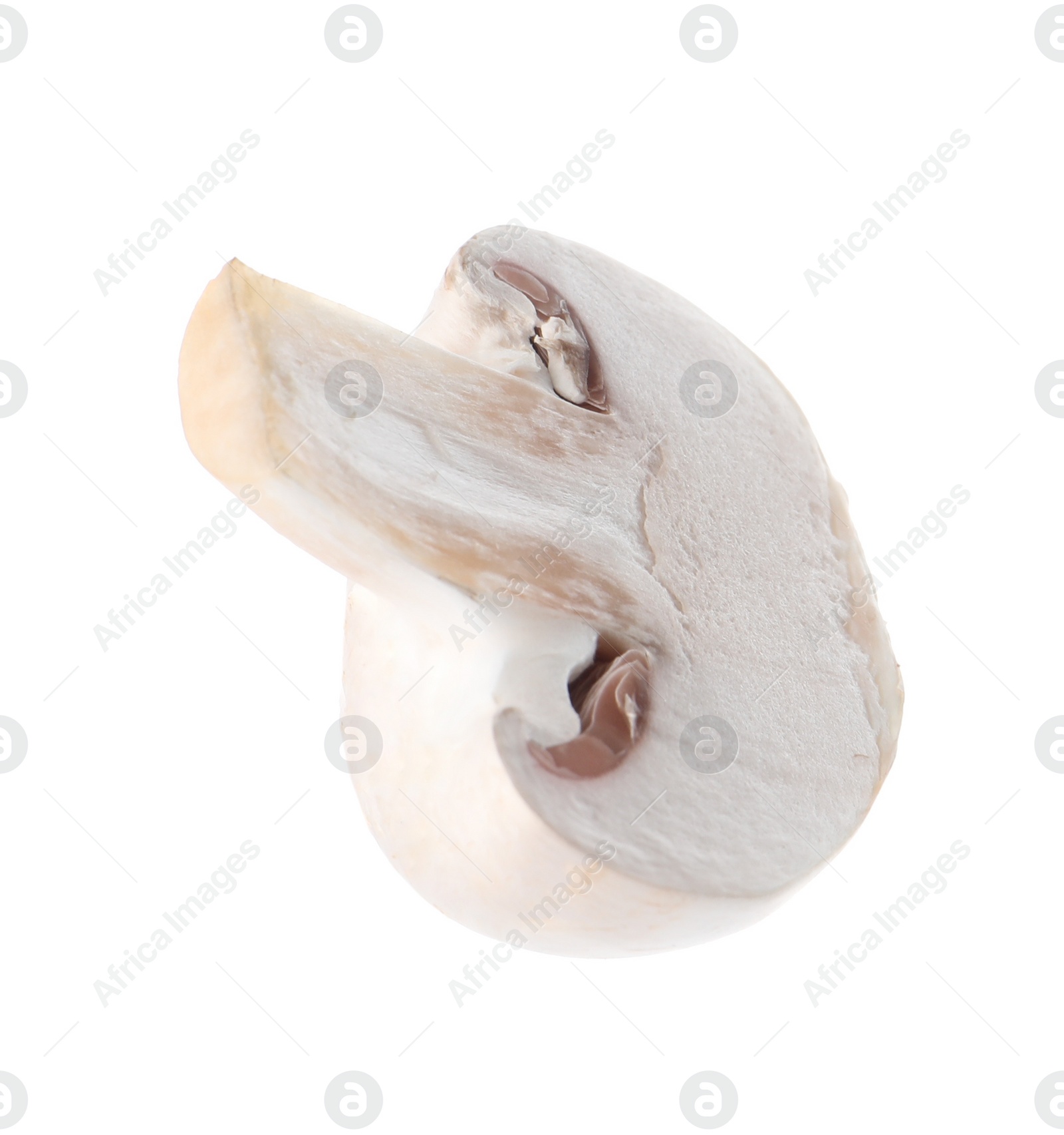 Photo of Piece of fresh champignon mushroom isolated on white