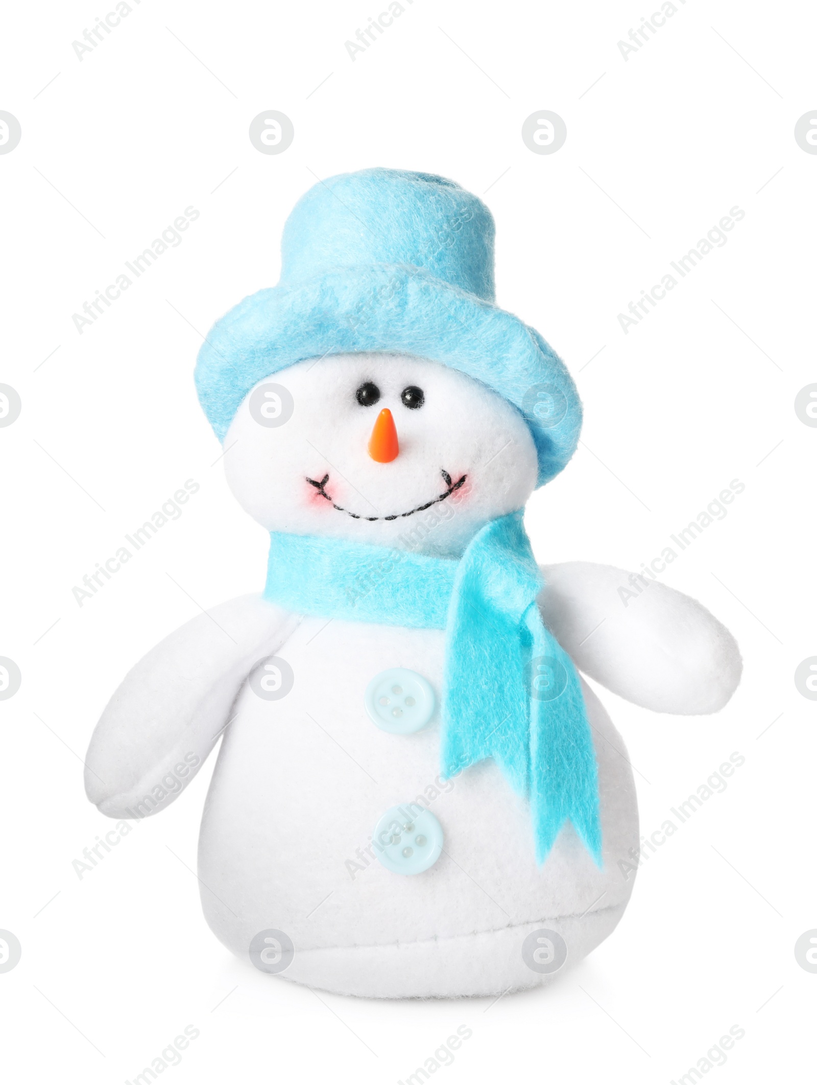Photo of Cute decorative handmade snowman isolated on white