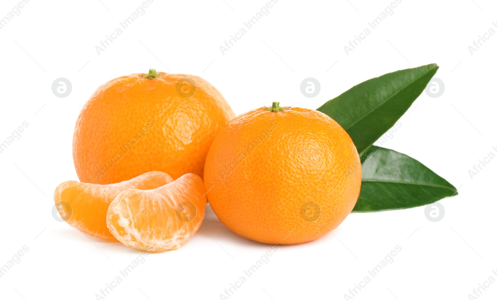 Photo of Fresh ripe juicy tangerines isolated on white