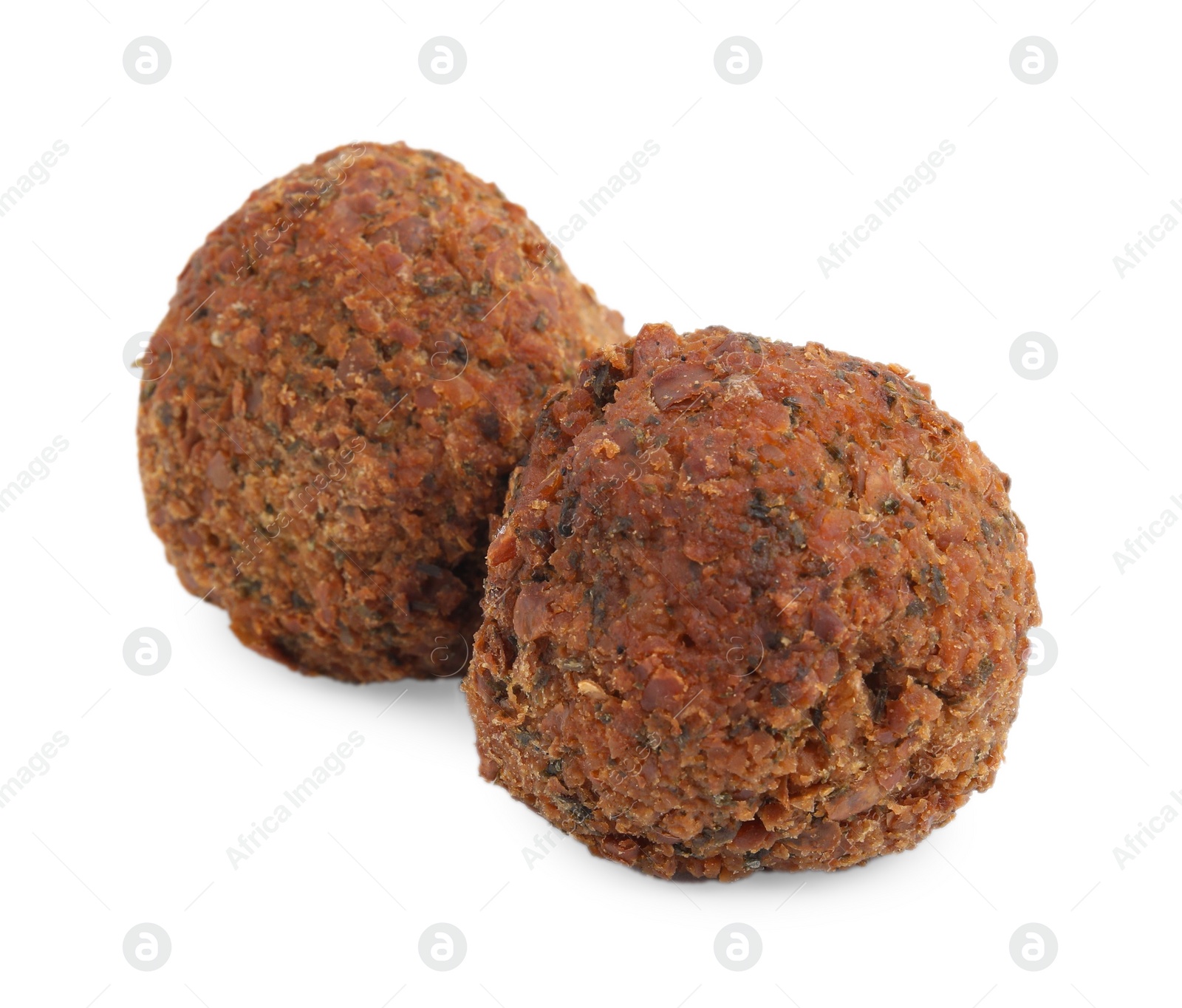 Photo of Two delicious falafel balls isolated on white