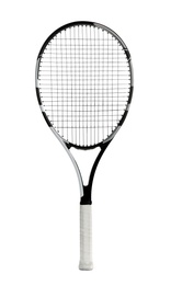 Photo of Tennis racket isolated on white. Sports equipment