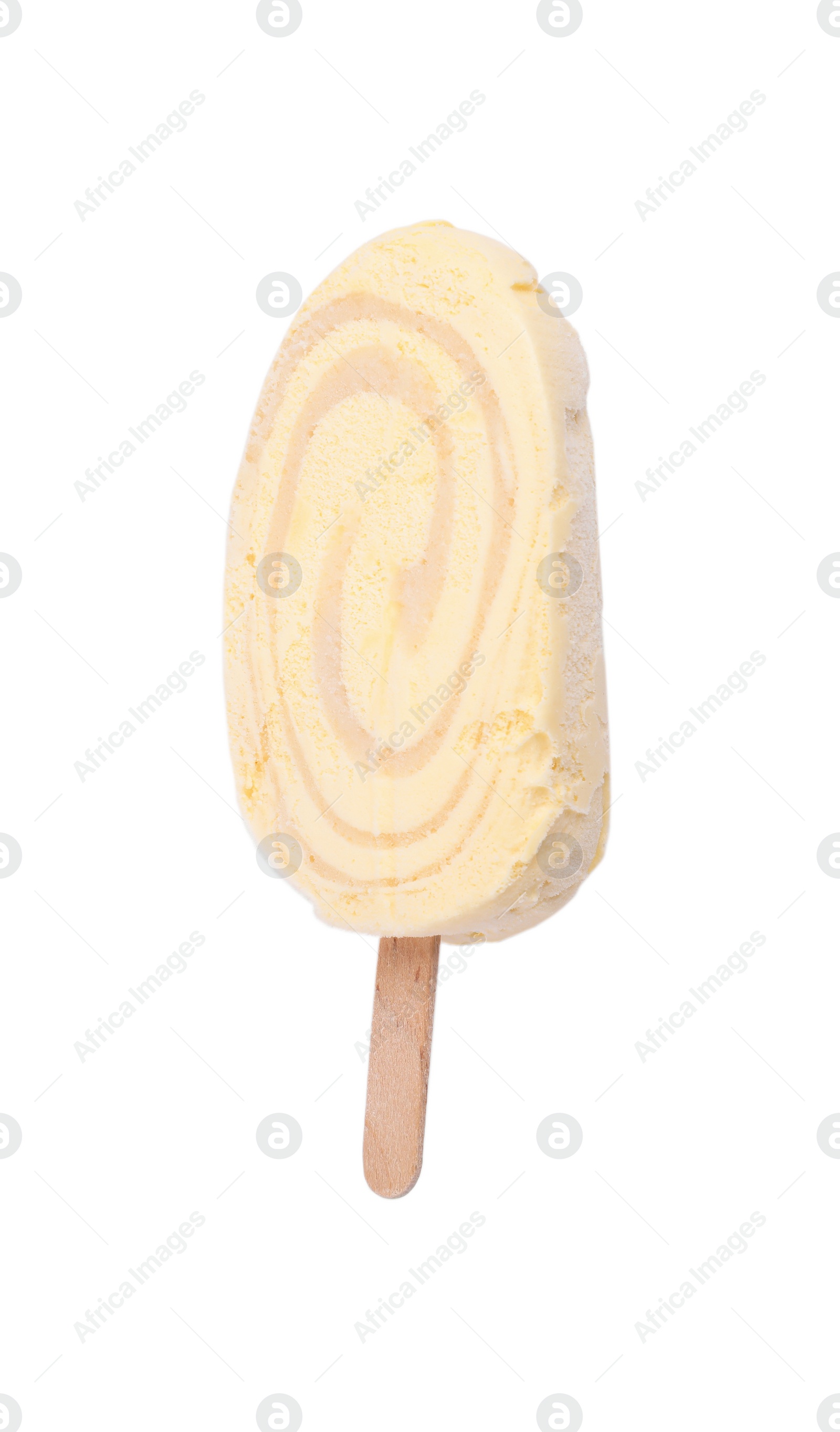 Photo of Delicious ice cream bar isolated on white, top view